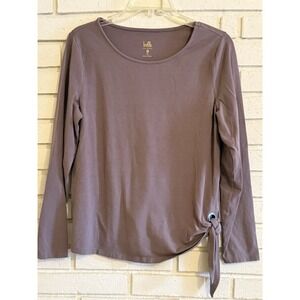 Belle by Kim Gravel TripleLuxe Long Sleeve Grommet T-Shirt-Extra Small-Brown